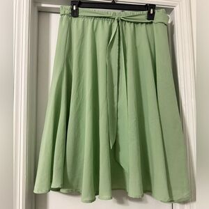 Light Green Flowy A-Line Skirt